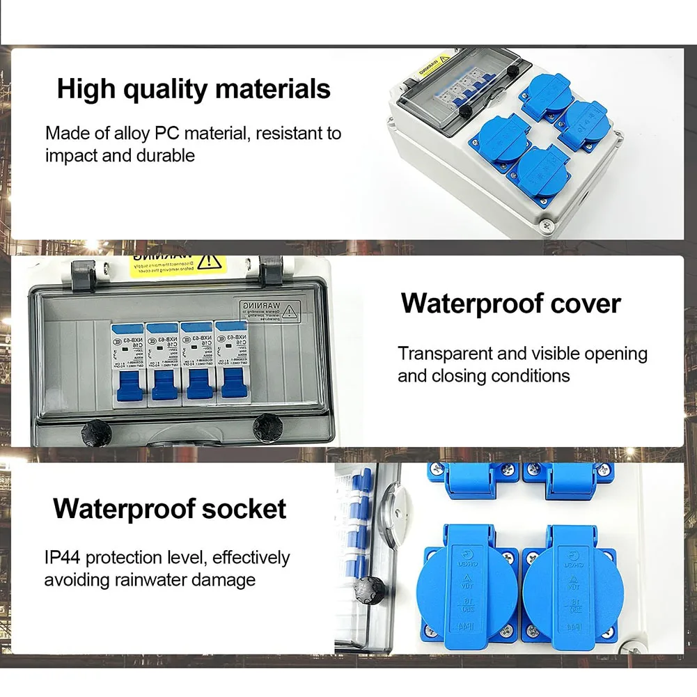 Innovative Design Robust IP65 Rated Wall Mounted Electrical Distribution Unit With Four Secure Socket Connections