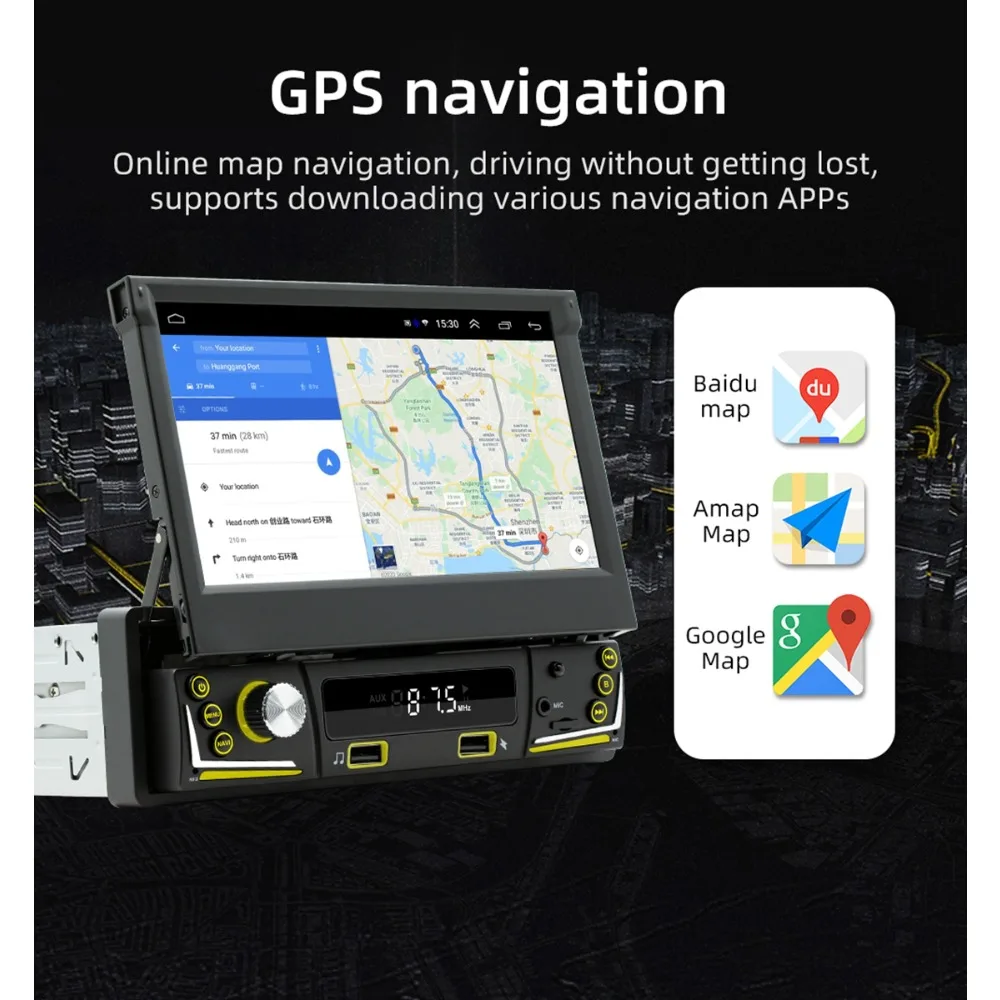 مشغل أندرويد 12 2 + 64 جيجابايت شاشة 7 بوصة قابلة للسحب بلوتوث 5.1 RDS ستيريو للسيارة وصلة مرآة مناسبة لراديو السيارة Carplay Wifi GPS #5