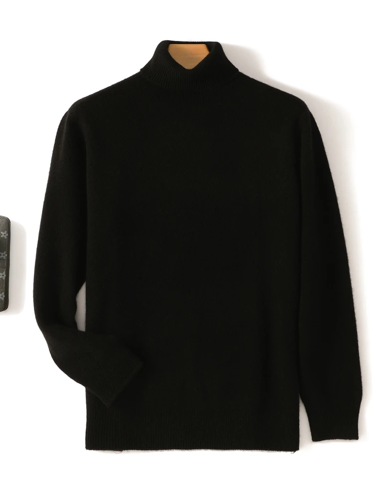 MEETCC Luxury Men 100% Cashmere Pullover Thick Warm Turtleneck Sweater Autumn Winter Basic Cashmere Knitwear Quality Jumpers