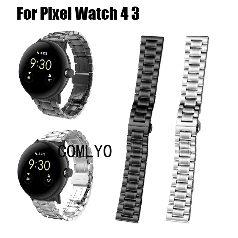 

For Pixel Watch 4 3 45mm 41mm Smart Watch Strap Stainless steel metal Men Band