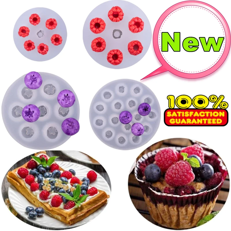 New Simulation Fruit Candle Silicone Mold 3D Blueberry Raspberry Shaped Fondant Mould DIY Chocolate Baking Mold Cake Decor Tool