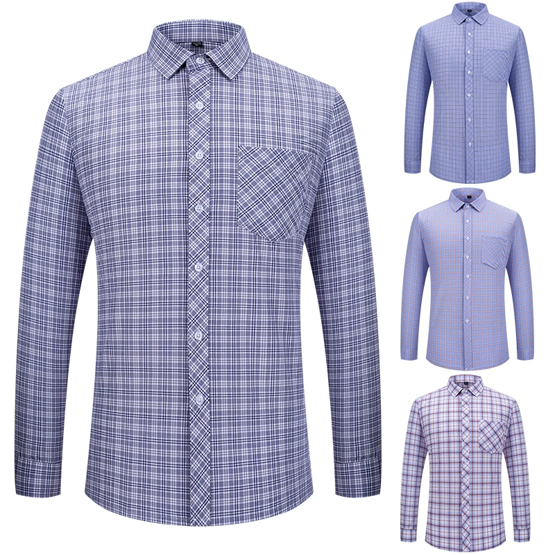 New 100% Cotton Plaid Shirts For Men's Long Sleeve Fashion Casual Blouse Thin Soft Comfortable Classic Basic Man Shirt Clothing
