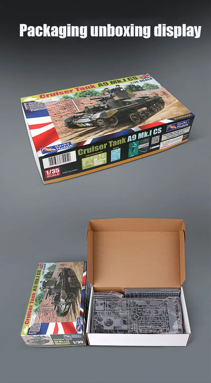 ตุ๊กแกรุ่น 1/35 ประกอบรุ่น 35GM0004 UK Cruiser Tank A9 Mk.I CS ทหาร-รถถังชุด