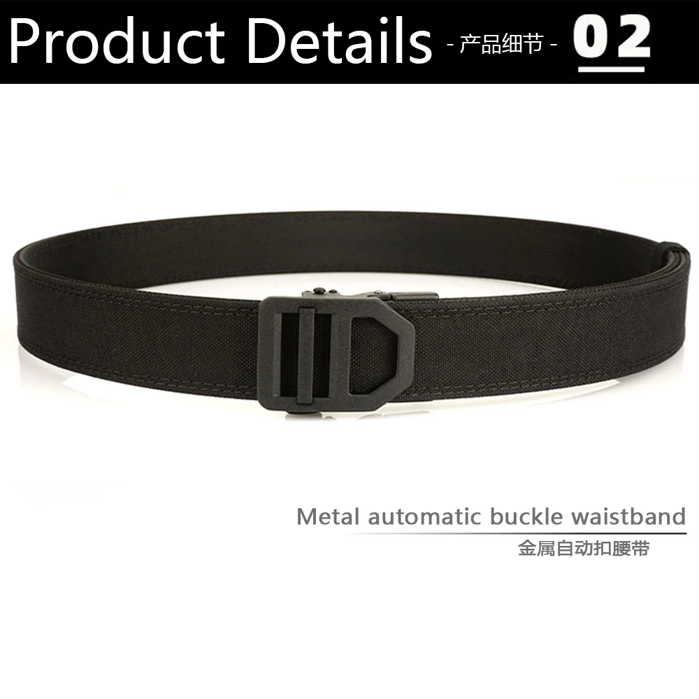 TUSHI EDC Harter taktischer Gürtel für Männer, Metall, automatische Schnalle, IPSC-Waffengürtel, 1100D Nylon, Militärgürtel, Outdoor-Sportgürtel, männlich – Detail 7