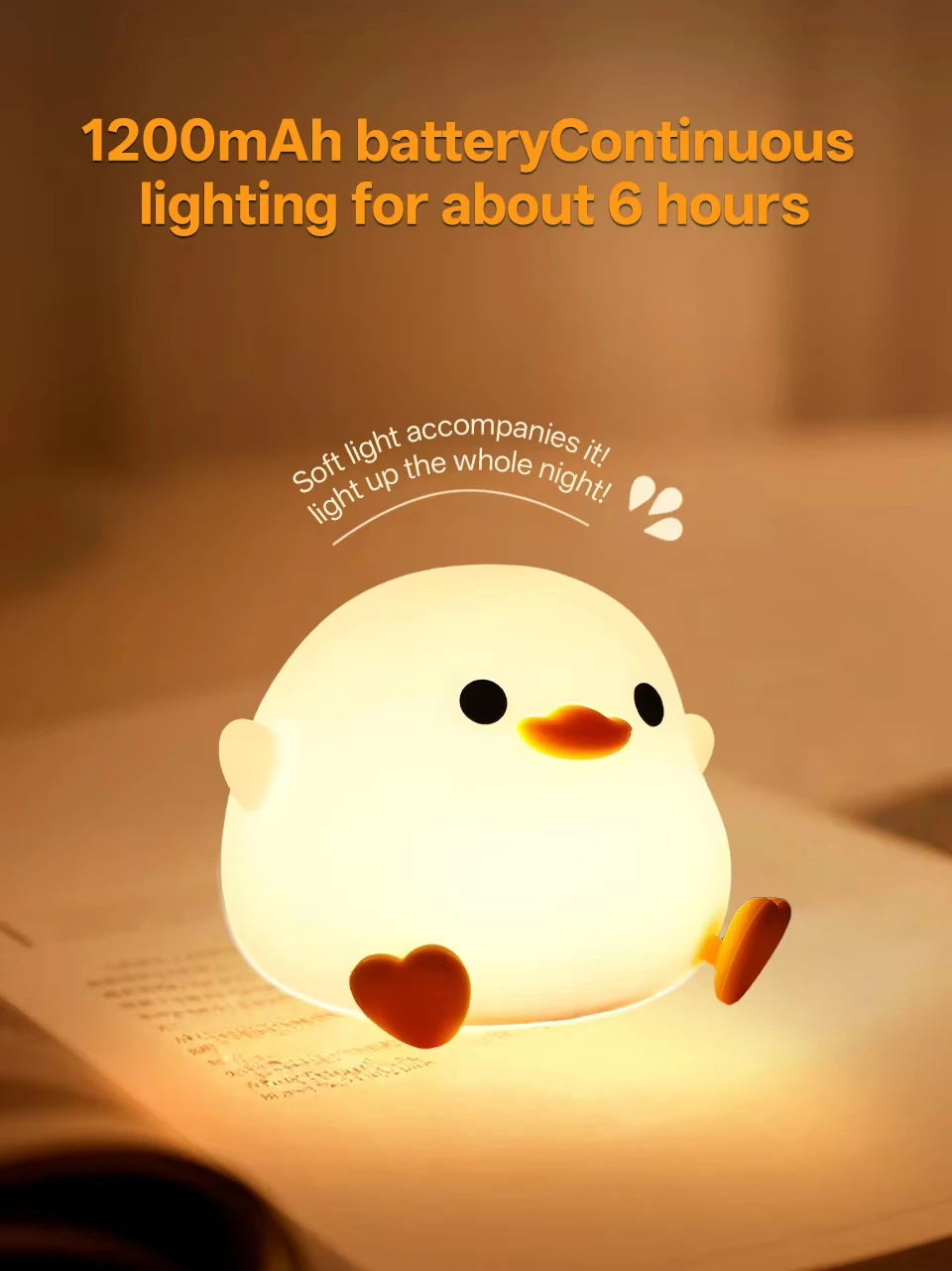 Cute DoDo Duck LED Night Light Touch-Sensitive Rechargeable Silicone Bedside Lamp for Nursery Bedroom
