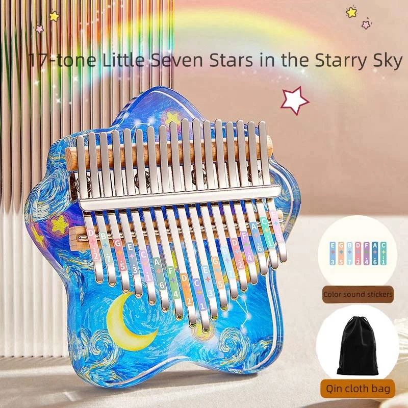 Holiday Gift Thumb Piano 17 Tone Kalimba Thumb Piano Crystal Transparent Finger Piano Kalimba Musical Instrument