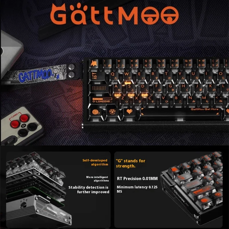 GattMoo Studio Crave68 HE Gaming Keyboard Customized Hot Swappable 8kHz Polling Rate 128kHz Scan Rate Hall Effect Switch 0.01RT