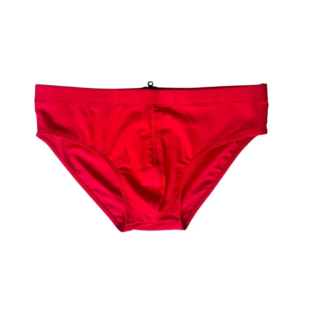 Men's Rear Zipper Triangle Swimming Pants Solid Color Hot Spring Swimming Pants Fashion Low Waist Cross-border Swimwear 10105
