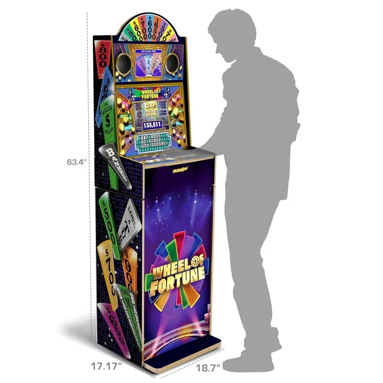 Wheel of Fortune Casinocade Deluxe Arcade Game 5 Foot Tall Stand Up Cabinet with 8 Inch Dual LCD Screens, Electronic Games