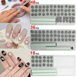 18/36/48PCS Nail Art Stamp Pen Set for DIY Design, Nail Graffiti Nail Art Dotting Tools with Simple Design