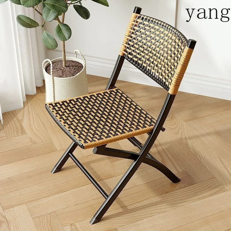 CX Summer Casual Foldable Rattan Chair Balcony Chair Household Rattan Backrest Small Chair