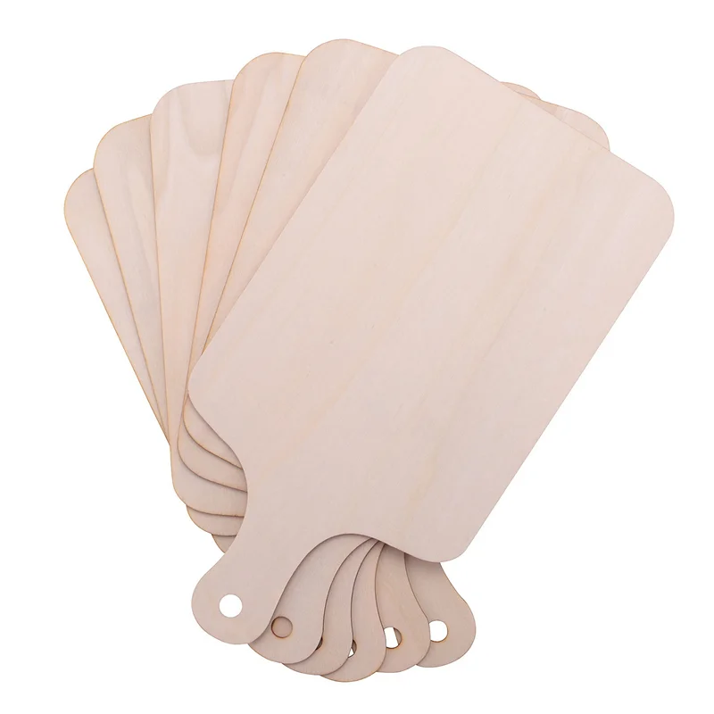 

A74U 30 Pieces Christmas Mini Wooden Cutting Board With Handle Unfinished Wood Paddle Rectangle Chopping Board Tray Cutouts