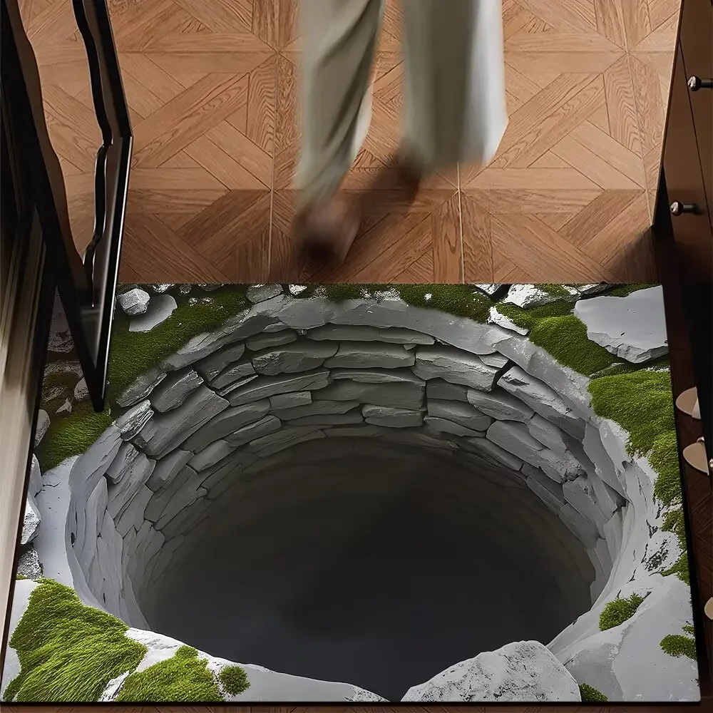 3D Optical Illusion Endless Abyss Welcome Rug Doormat Living Room Bedroom Entrance Door Floor Foot Mat Hallway Backyard