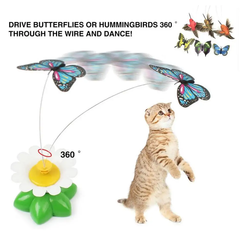 Rotating Electric Butterfly, Hummingbird And Bee Pet New Product Rotating Around Flowers To Cats And Butterflies Pet Toys