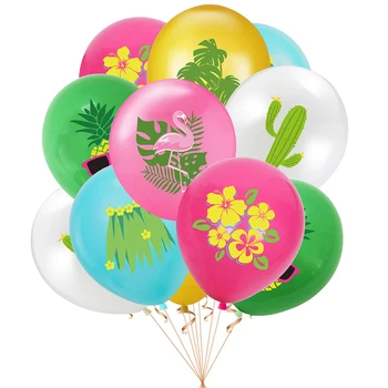 하와이 플라밍고 풍선, 열대 해변 파티 용품, 하와이 생일 파티 장식, 여름 파티 풍선, 10 개, 12 인치