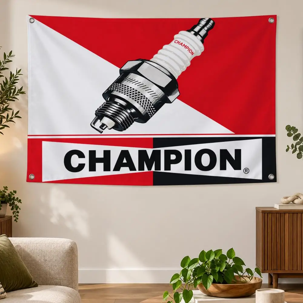 Automotive C-Champions Spark Plugs Champion Flags Banner Decor for Bedroom,Garden,Party,Club,Gaming Room,Indoor Outdoor