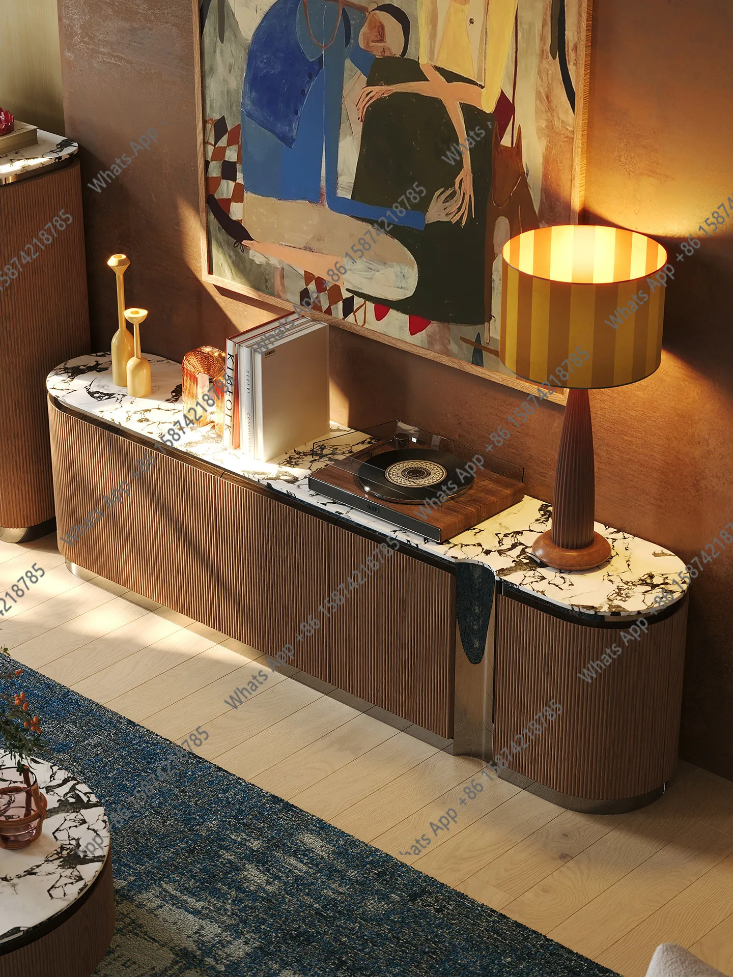 

TV cabinet living room 2026 new medieval solid wood TV cabinet light luxury high-end TV cabinet