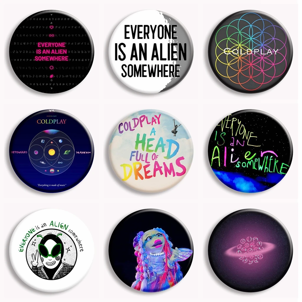 Coldplay Everyone Is An Alien Somewhere Button Pin Music Band Rainbow Aesthetic Brooch Badge Bag Decor Fans Collect Friends Gift