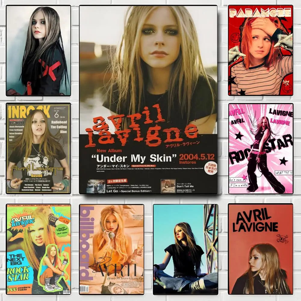 Singer Avril Lavigne Poster Self-adhesive Art Waterproof Paper Sticker Coffee House Bar Room Wall Decor