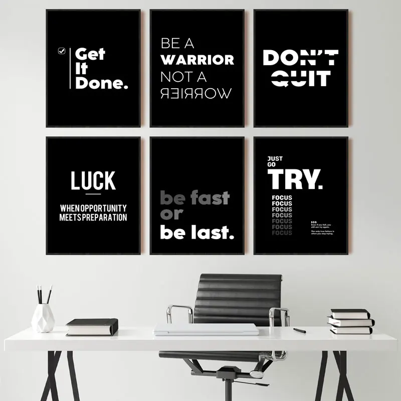 Simple Black White Inspirational Quotes Canvas Art Poster Prints Modern Motivational Wall Decorative Picture for Home Office