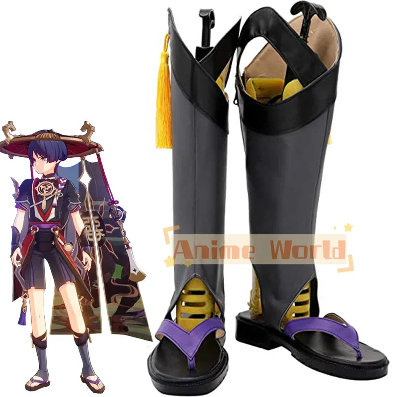 Genshin Impact Scaramouche Graue Schuhe Cosplay Stiefel Halloween Karneval Stiefel Nach Maß