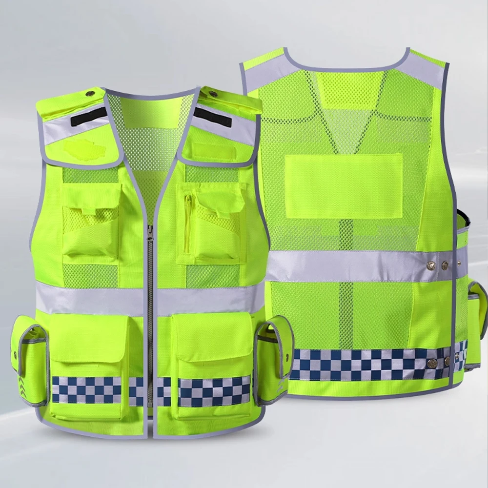 

High Quality Mesh Safety Vest for Construction Traffic Management Breathable Multi Pockets Men's Working Clothes