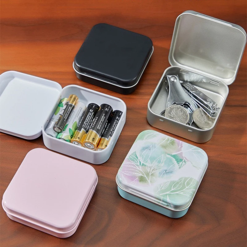 Маленькая металлическая жестяная коробка с крышкой, контейнер для конфетного чая, железная коробка, футляр для хранения ювелирных изделий, органайзер для макияжа, мини-таблетка, подарочная коробка для ювелирных изделий