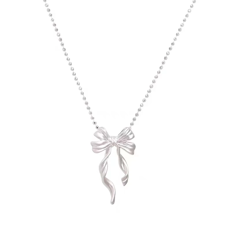 Neue S925 Sterling Silber Elegante Bogen Anhänger Halskette Perlen Schlüsselbein Kette Luxus Edlen Schmuck Für Hochzeit Party Frauen Geschenke – Detail 8