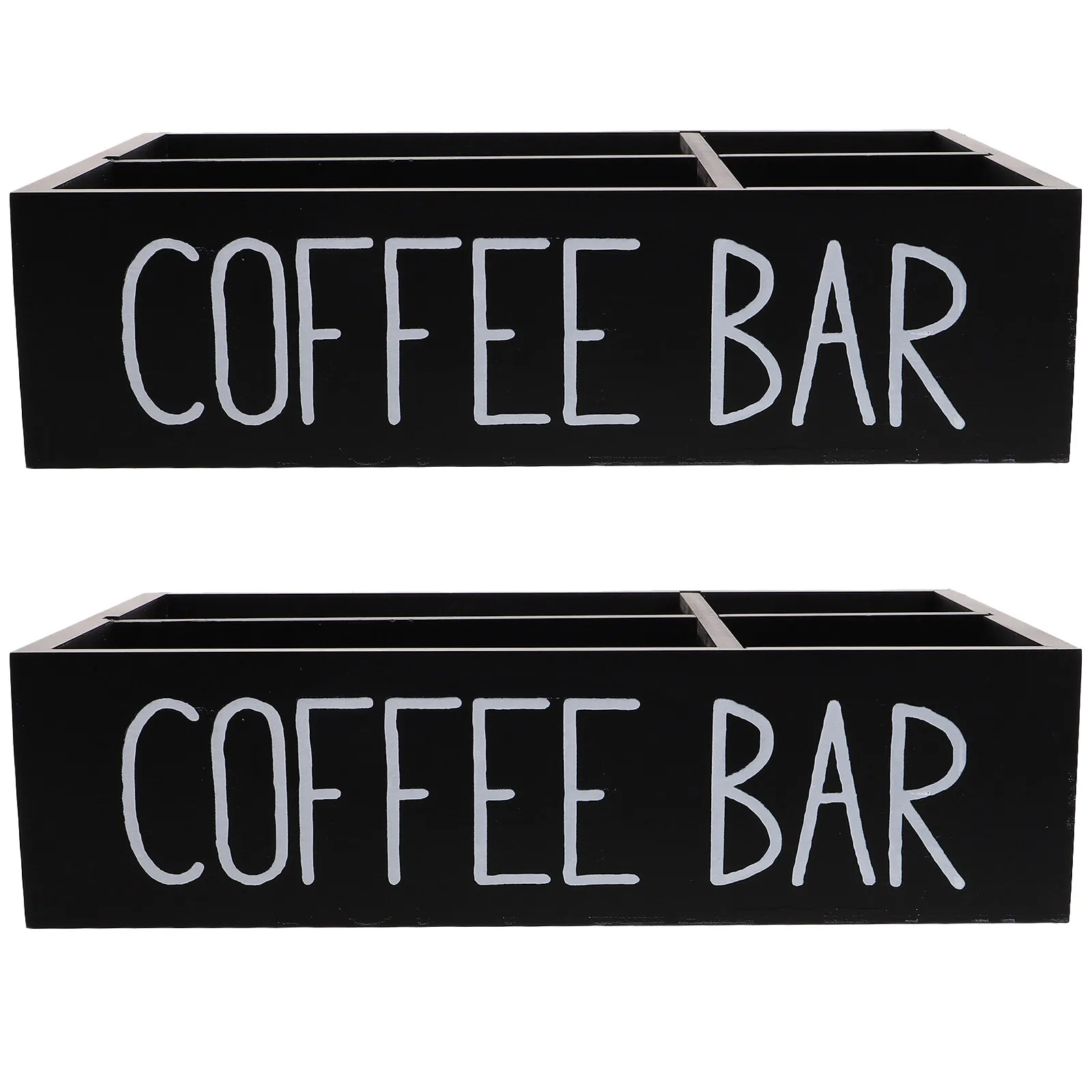 2Pcs Coffee Station Organizer Wood Sugar Holder Multifunctional Organizer Tea Bag Storage Tabletop Coffee Bar Accessories