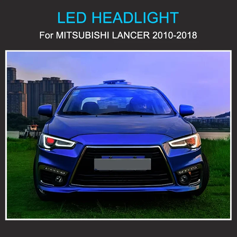 1 Pair LED Headlight Assembly For Lancer EVO X 2010-2018 Headlights Plug and Play with LED DRL Dynamic Turning Front Headlights