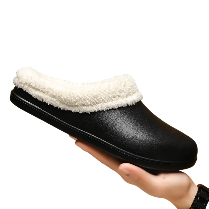 Winter Men's Cotton Slippers Warm Plush Slides Outdoor Indoor Warm Shoes Men Women Home Bedroom Cotton Slippes Big Size 46 47
