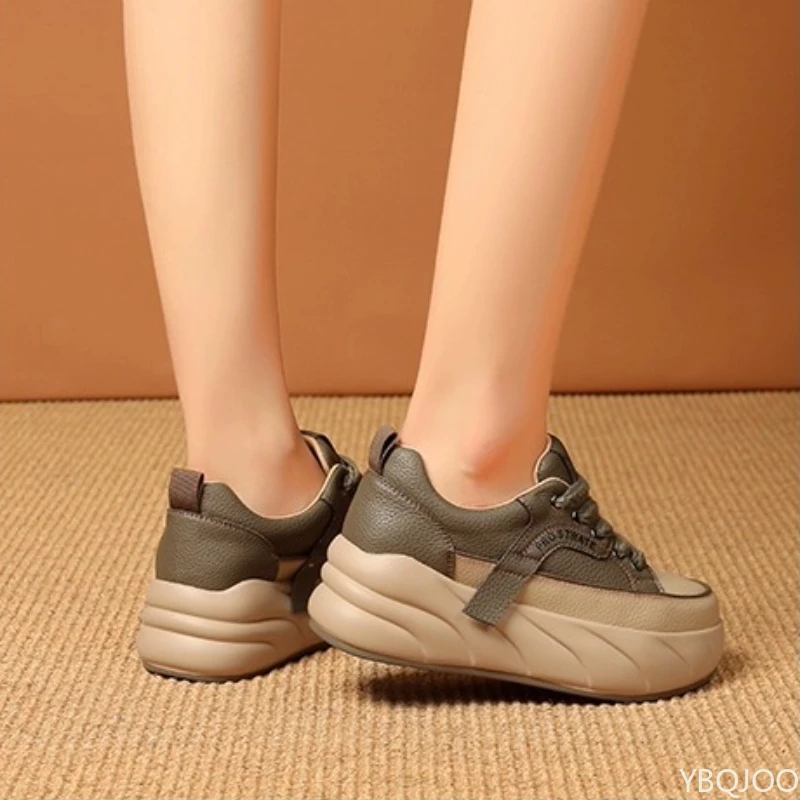 

Весенне-осенняя модная новая женская обувь большого размера на толстой подошве, увеличивающая рост, трендовая универсальная повседневная женская обувь на плоской подошве