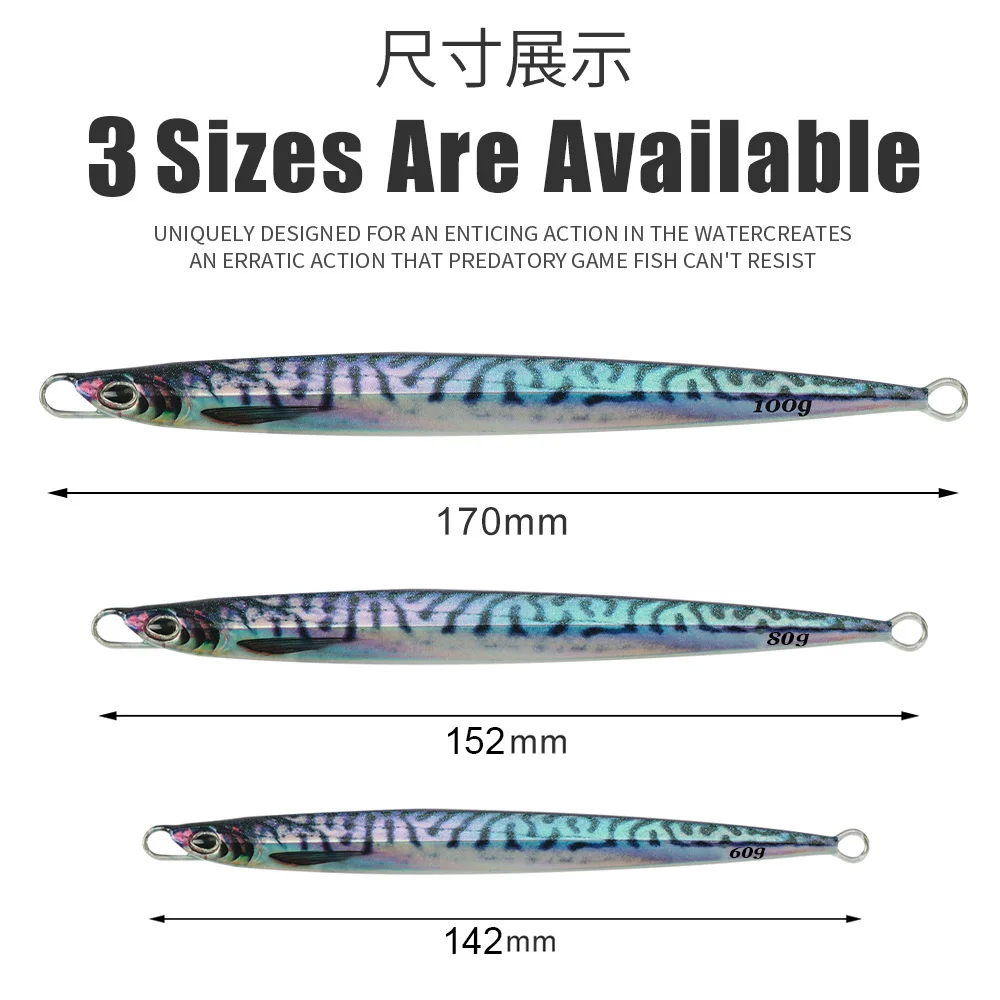 JIGGINGPRO 60g 80g 100g 3D Printing Speed Jig Metal Jigging Lure Fishing Bait Saltwater Fishing Lure