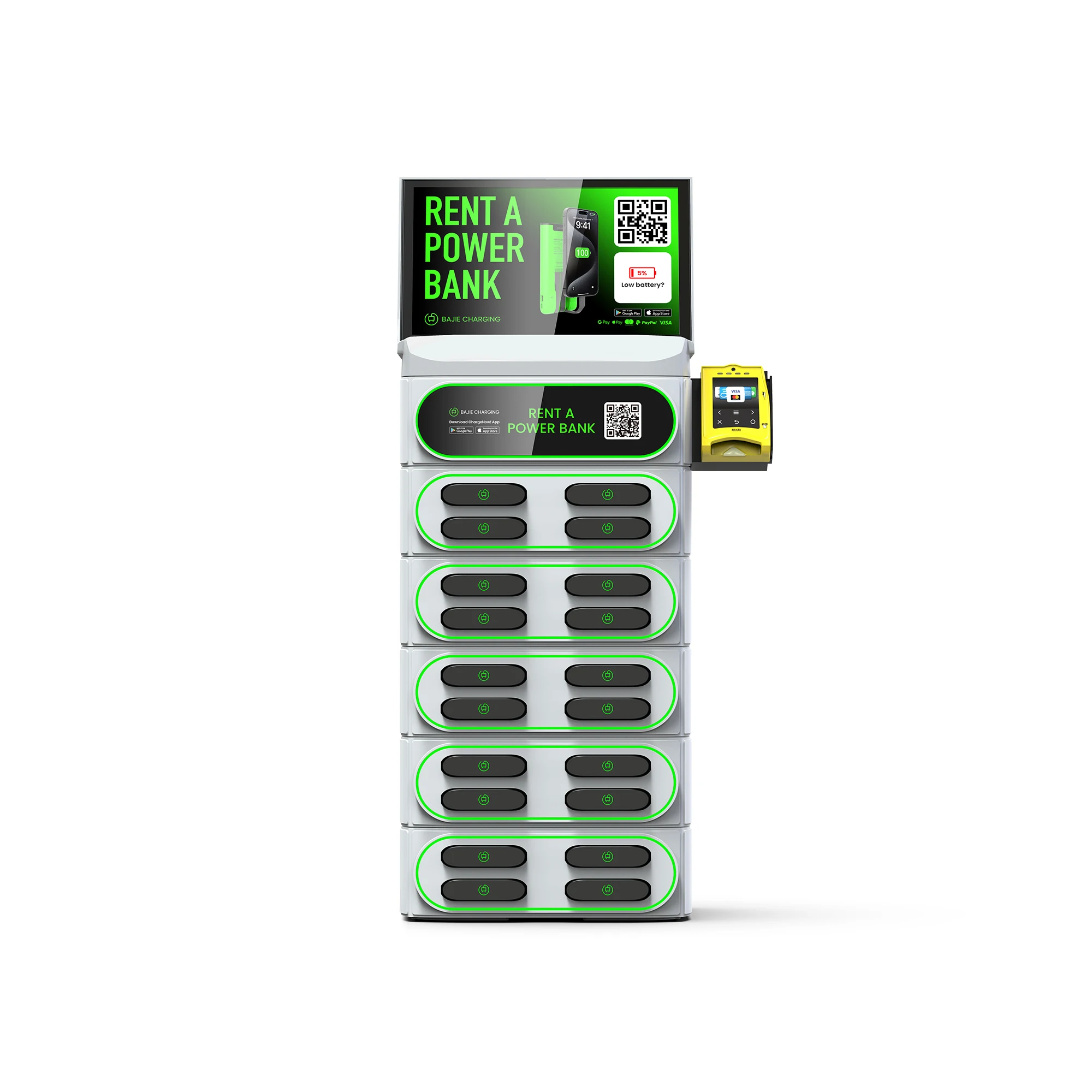 

20-слотовый штабелируемый торговый автомат Коммерческий блок питания Торговая станция Powebank Зарядное устройство для сотового телефона с POS