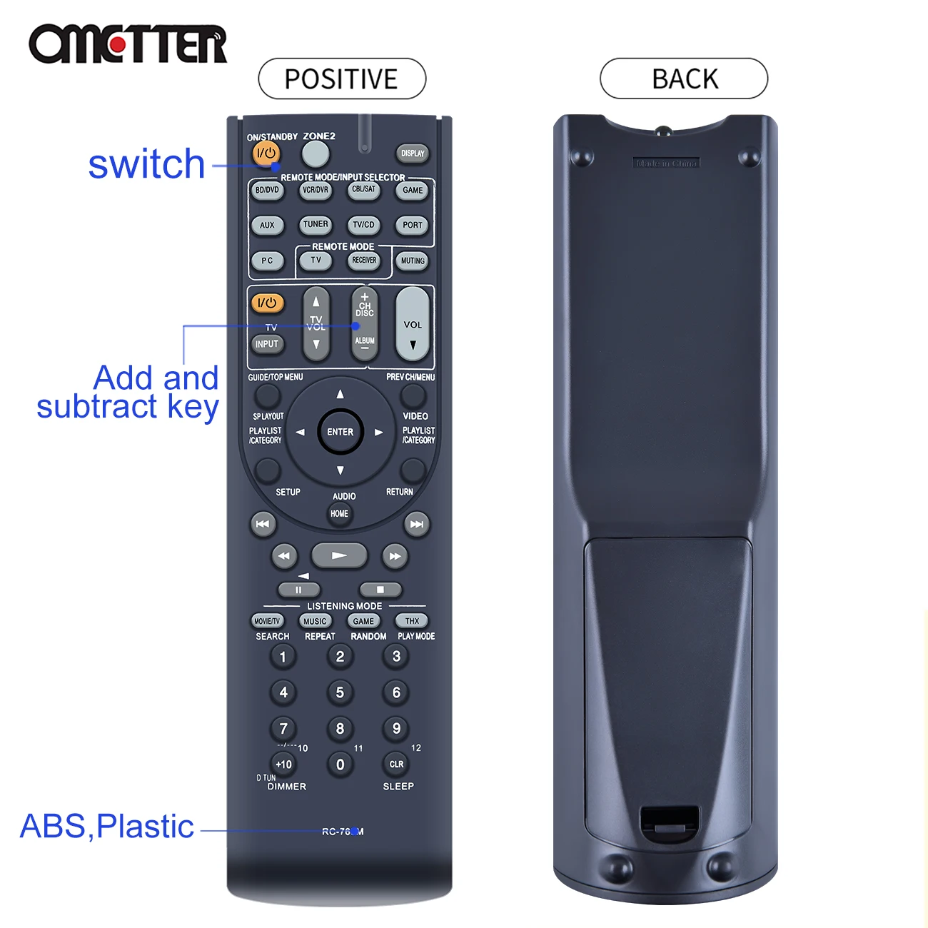 New RC-765M Black Wireless Handheld OEM Replacement Remote Control For Onkyo