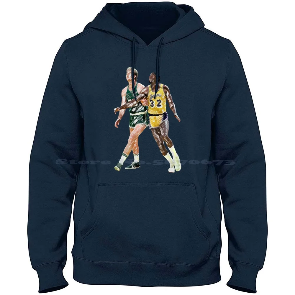 Larry Bird & Magic Johnson Sticker 100% Cotton Hoodie T Shirt Larry Bird Magic Johnson James Basketball Luka Doncic Braynt