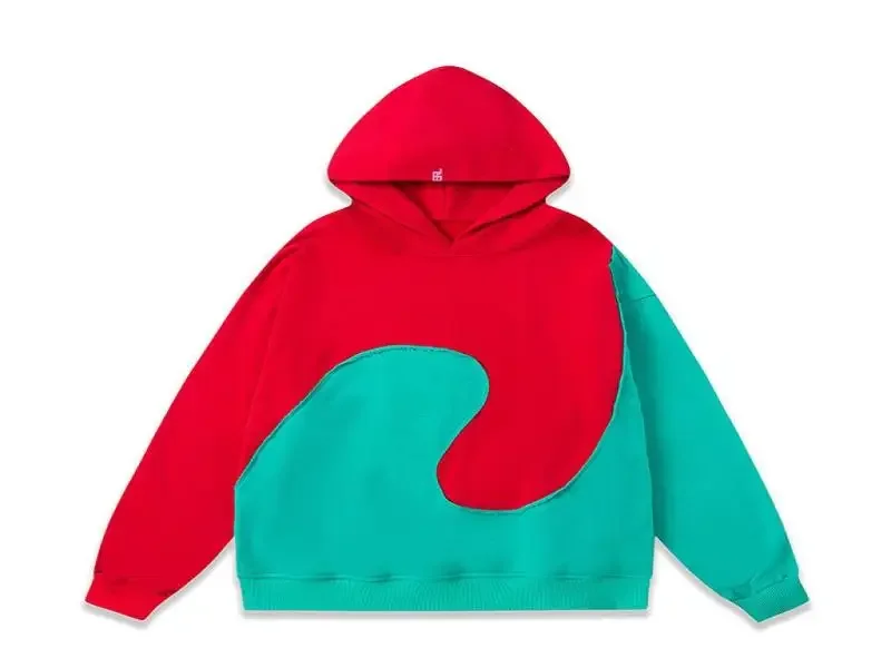 

Red Green Erl Patchwork Hoodie Men Women 1:1 Top Version Casual Hooded Streetwear Pullover Hip Hop