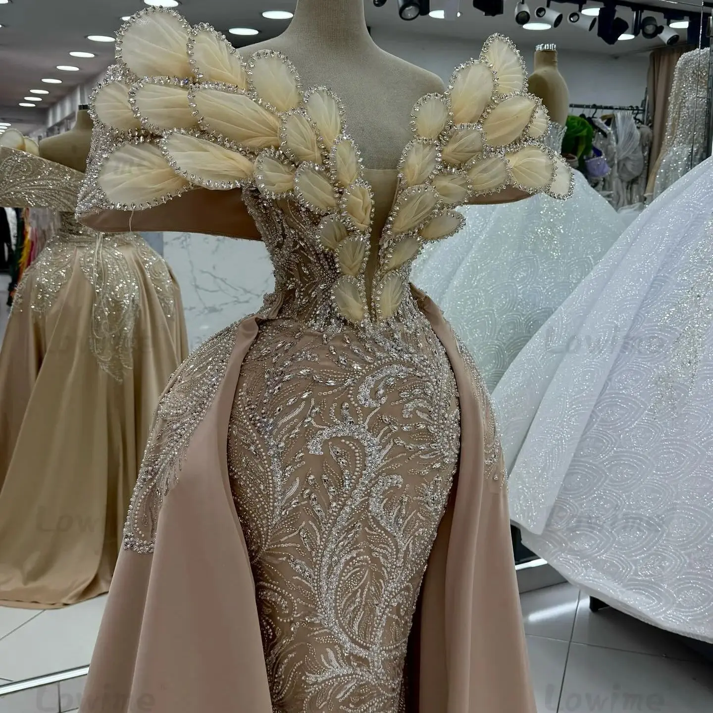 Personalizado lantejoulas vestidos de noite elegante aso ebi fora do ombro sereia vestido de baile longo árabe vestido de festa noche