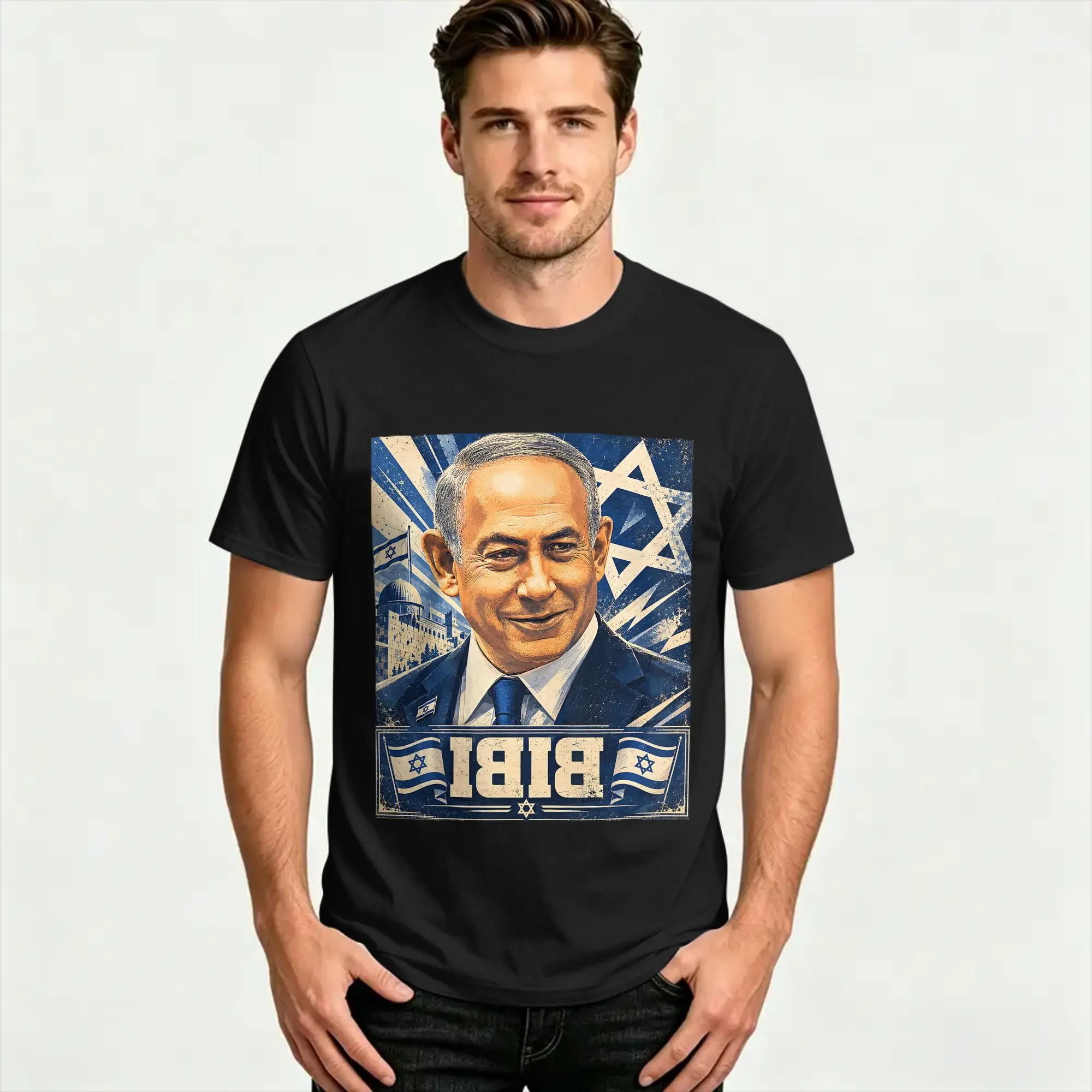 Benjamin Netanyahu Prime Minister of the State of Israel T Shirt Beach  Cotton T-Shirts For Men's Short-Sleeve Y2K Funny Tees