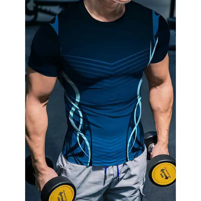 Men's quick-dry fitness short-sleeve shirt. High-elasticity, tight-fitting sports top for training, breathable and sporty.