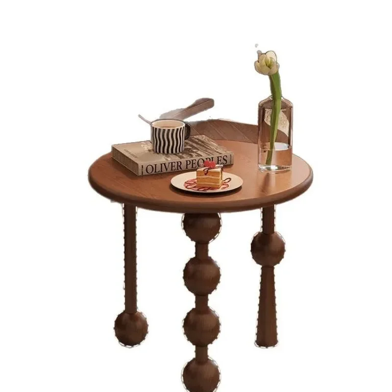 الفرنسية الشمال الرجعية الخشب الصلب كرة مستديرة طاولة القهوة الرجعية نمط غرفة المعيشة المنزلية شقة صغيرة طاولة شاي ضوء الفاخرة #1