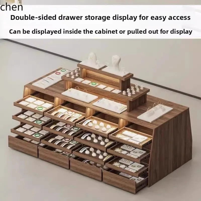 YFY  Double-Sided Wood Decorative Centerpiece Display Cabinet for Clothing Store Showroom