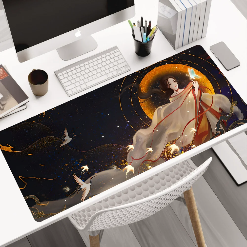 

Chinese style Myth Big Game Mousepad XXL keyboard esports player table mat Anime 900x400 1000x500 thick lock edge non-slip