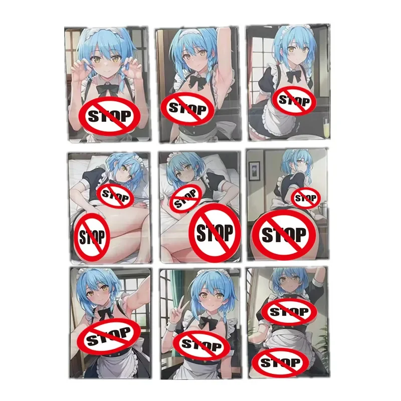 9Pcs/set Homemade Anime Cards New Girl Demon King ACG Maid Uniform Temptation Nude Card Toy Game Gift DIY Collection Card