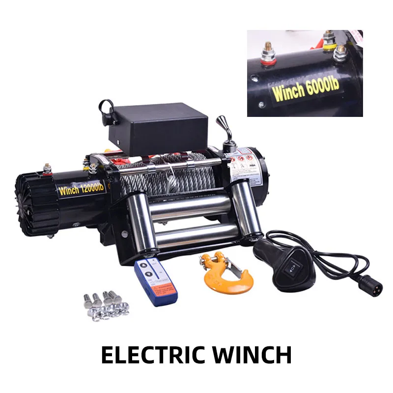 Automobile Off-road Self Rescue Small Winch Crane Traction Vehicle Mounted Winch Electric Winch Motor 12V 24V