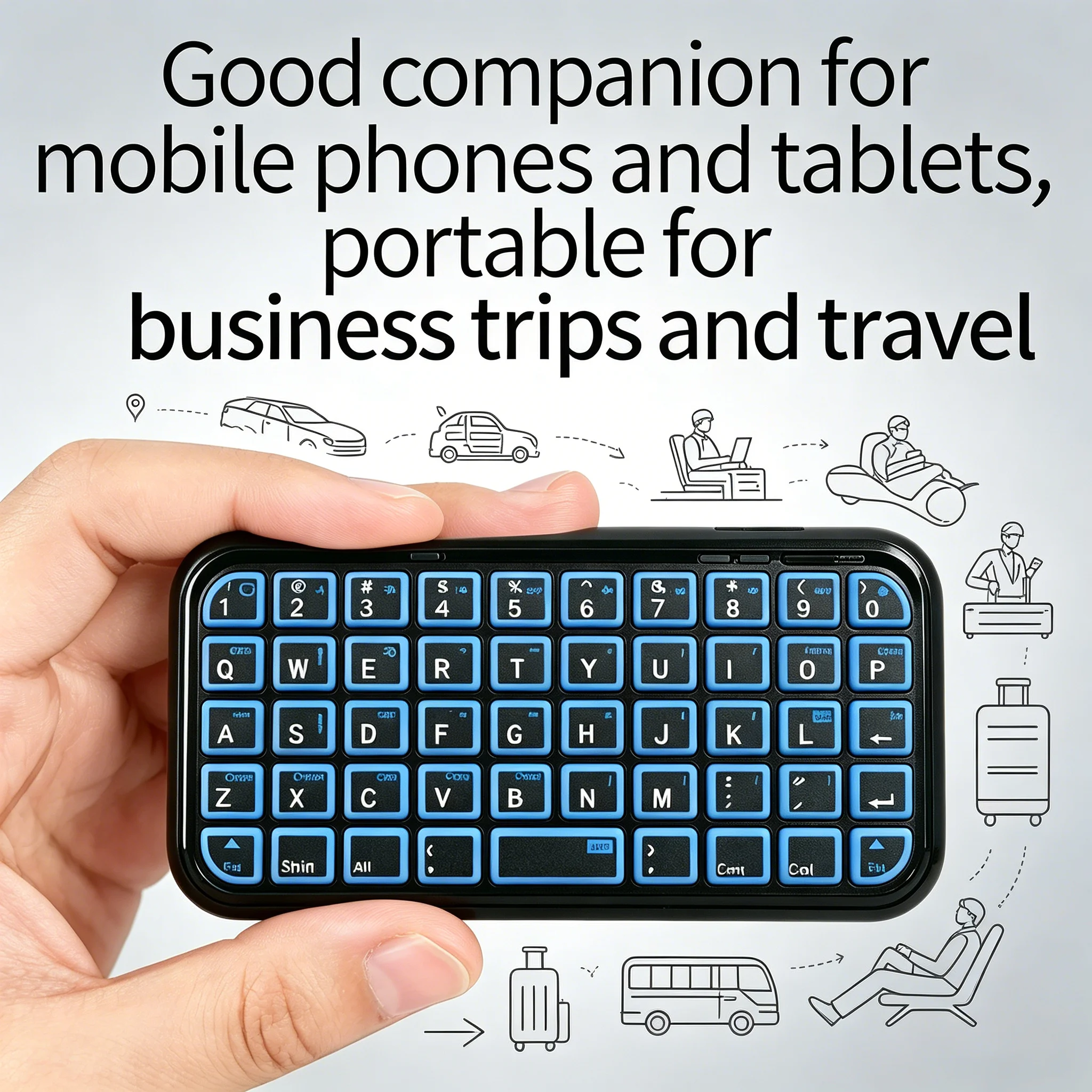 

Ultra Slim 49 Key Pocket Keypad Backlit Bluetooth Wired Dual-Mode Type-C Charging Lightweight Mini Keyboard for Phone Tablet