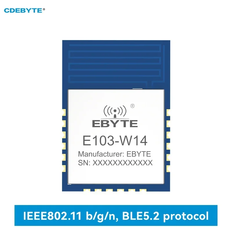 BLE5.2 2.4GHz WiFi Serial Port Module Dual Mode MQTT AT Command CDEBYTE E103-W14 Low Power Consumption HTTP/TCP/UDP PCB Antenna