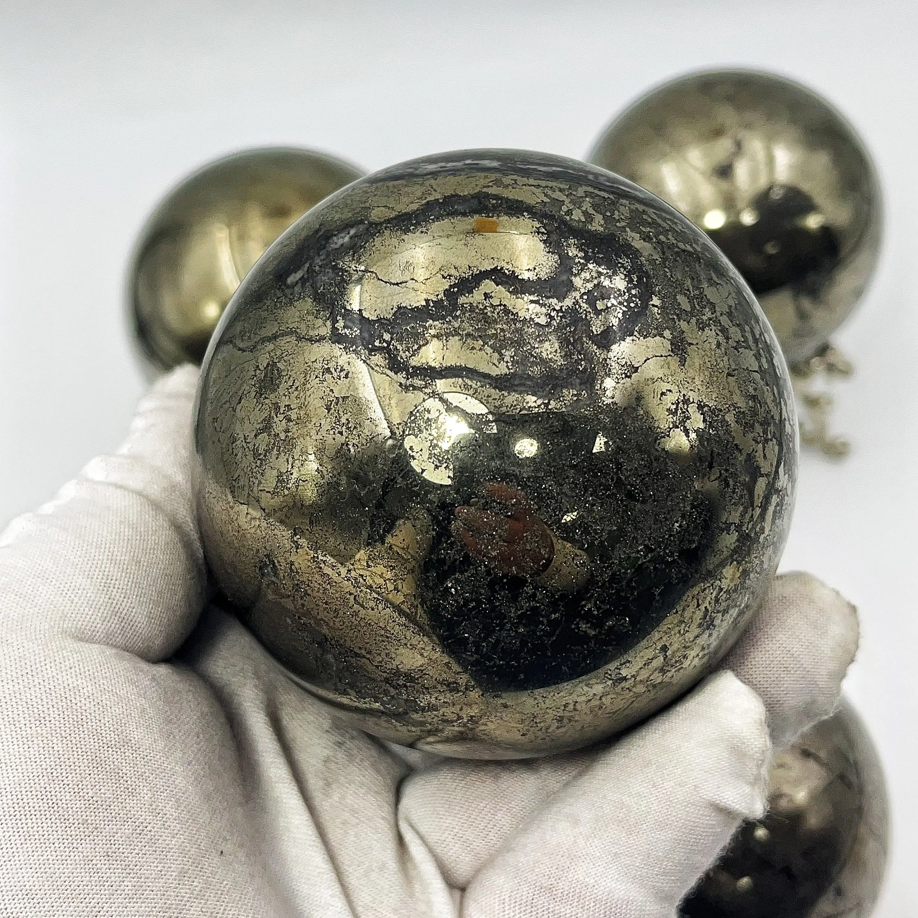1pc Unique pyrite sphere, each with a unique crystal cavity, showcase their unique characteristics - suitable for home decor