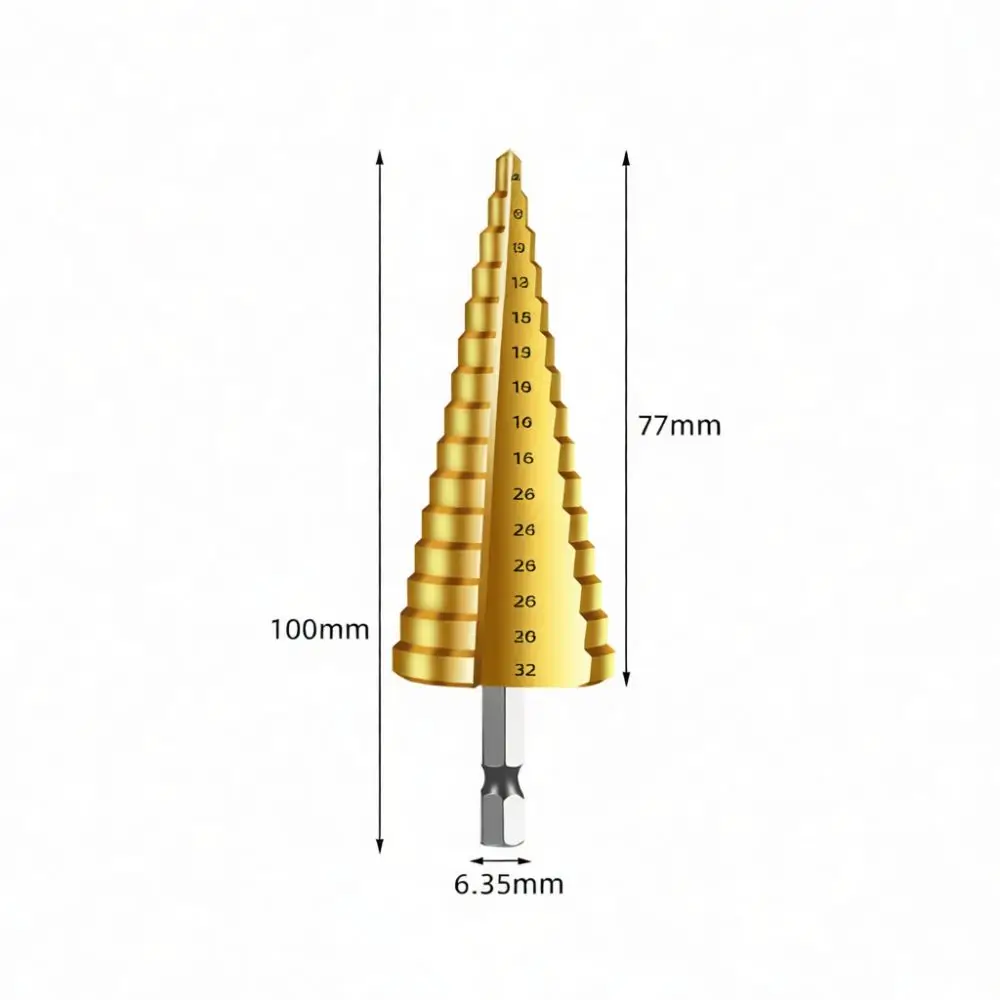 Conical Step Drill Bit Set Straight Flute Hex Shank High Speed Steel Hole Cutter For Metal Wood DIY Tool Accessories