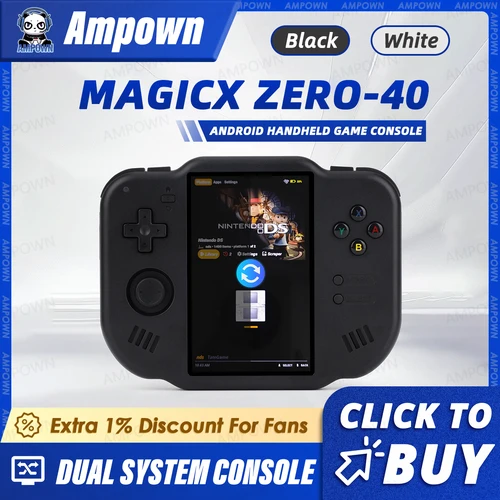 Imagen 1 del producto Consola de videojuegos AMPOWN ZERO 40, pantalla multitáctil IPS de 4 pulgadas, sistema Android A133P, compatible con Wifi, Bluetooth, Motor de vibración para NDS
